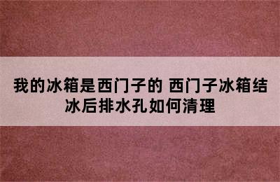 我的冰箱是西门子的 西门子冰箱结冰后排水孔如何清理